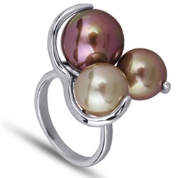 Кольцо (Майорка 9-12мм шампань, шоколад; покрытие родий), Есть комплект