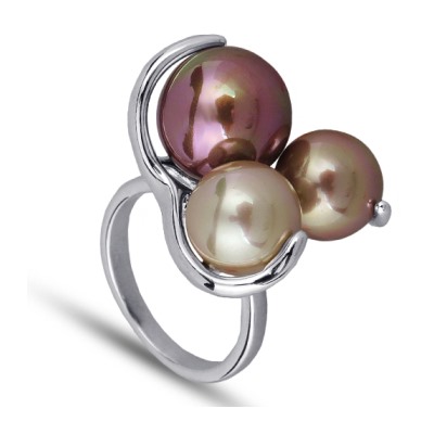 Кольцо (Майорка 9-12мм шампань, шоколад; покрытие родий), Есть комплект