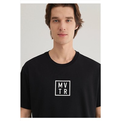 Mavi MVTR Baskılı Siyah Tişört Loose Fit / Bol Rahat Kesim 0612004-900