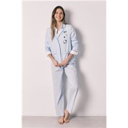 Pijama camisero Hello Kitty algodón azul