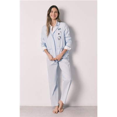 Pijama camisero Hello Kitty algodón azul
