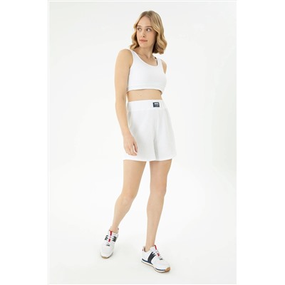Kadın Beyaz Örme Şort