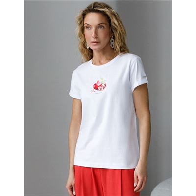 Свободная футболка с принтом из премиального хлопка с эластаном