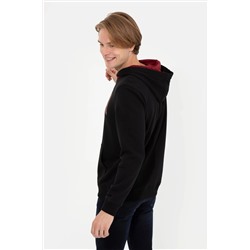 Erkek Siyah Kapüşonlu Basic Sweatshirt