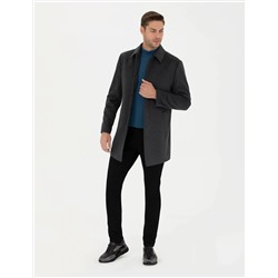 Antrasit Slim Fit Kaşe Kaban