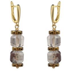 Серьги Селена (фантомный кварц 8мм; покрытие золото), Есть комплект