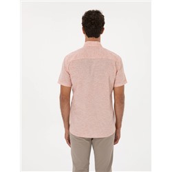 Mercan Keten Karışımlı Regular Fit Kısa Kollu Gömlek