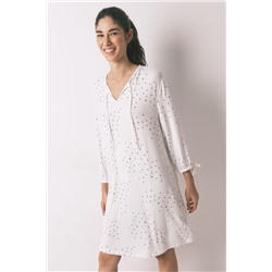Camisón midi blanco estampado pájaros