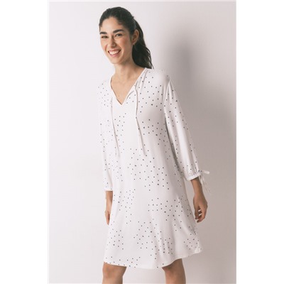Camisón midi blanco estampado pájaros