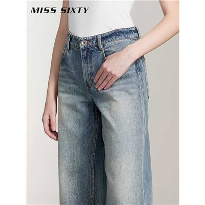 Женские джинсы MIS*S SIXT*Y прямого кроя в ретро стиле с низкой талией