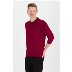 Erkek Bordo Polo Yaka Triko Kazak
