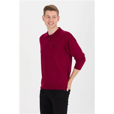 Erkek Bordo Polo Yaka Triko Kazak