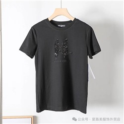 Женская футболка Kar*l Lagerfel*d с очень эффектным декором в виде пайеток  Материал : хлопок, полиэстер