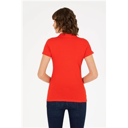 Kadın Kırmızı Basic Polo Yaka Tişört