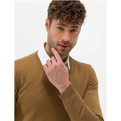 Camel Melanj Slim Fit V Yaka Basic Triko Kazak