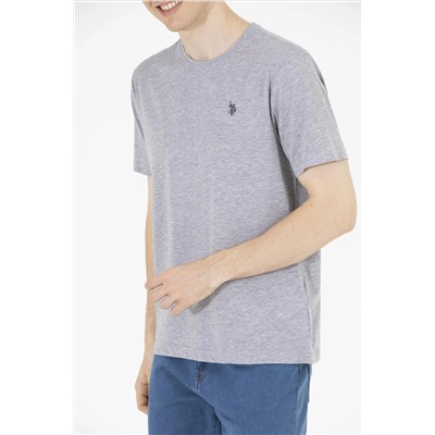 Erkek Gri Melanj Basic Bisiklet Yaka Tişört