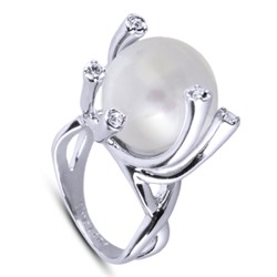 Кольцо (Майорка 14мм белая; покрытие родий), Есть комплект