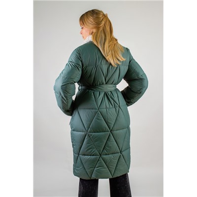 Стеганое пальто с меховой отделкой арт. 2818