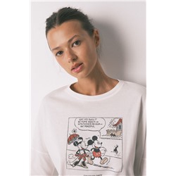 Pijama largo 100% algodón blanco Mickey Mouse