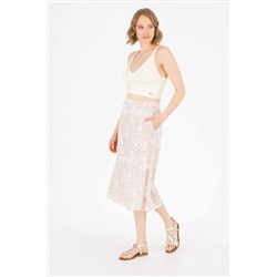 Kadın Krem Dokuma Etek