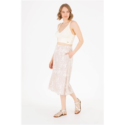 Kadın Krem Dokuma Etek