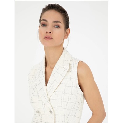 Ekru Slim Fit Tüvit Elbise