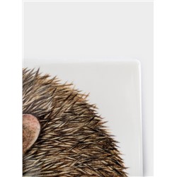 Подставка под кружку, 11 см, квадратная, керамика/пробка, белая, Еж Autumn forest