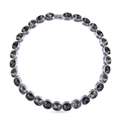 Колье Триумф (кристаллы SW серые, темно-серые 10мм; покрытие родий) 38-42см, Есть комплект