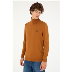 Erkek Slim Fit Boğazlı Yaka Saks Basic Sweatshirt