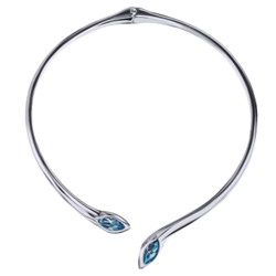 Колье Эдем (кристаллы SW аквамарин; покрытие родий), Есть комплект