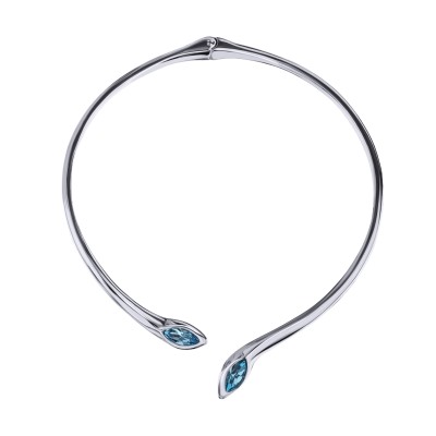 Колье Эдем (кристаллы SW аквамарин; покрытие родий), Есть комплект