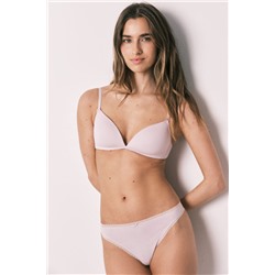 Pack 2 tangas algodón rosa y estampado blanco