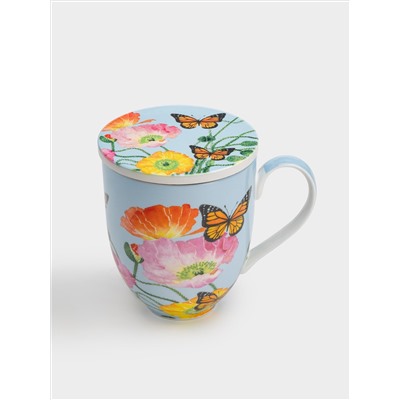 Кружка, 400 мл, с подставкой, Маки