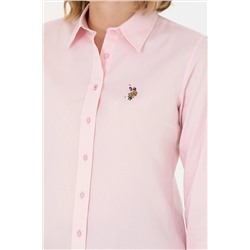 Kadın Pembe Uzun Kollu Basic Gömlek