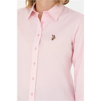 Kadın Pembe Uzun Kollu Basic Gömlek