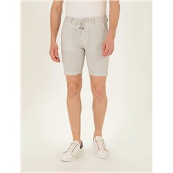 Gri Slim Fit Beli Lastikli Şort
