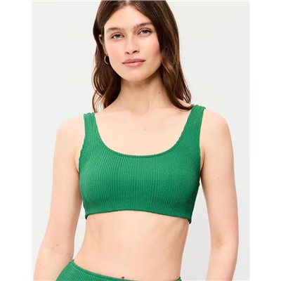 Ribbed Scoop-Neck Swim Top