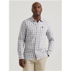 Men's Extreme Motion All Purpose Thin Line Plaid Button Down Shirt