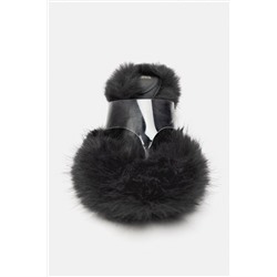 HEELED SANDALS WITH FAUX FUR DETAIL