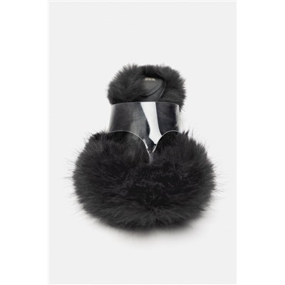 HEELED SANDALS WITH FAUX FUR DETAIL