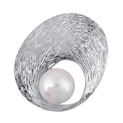 Брошь (Майорка белая; покрытие родий)