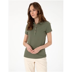 Haki Regular Fit Pamuklu Polo Yaka Basic Tişört