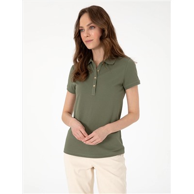 Haki Regular Fit Pamuklu Polo Yaka Basic Tişört