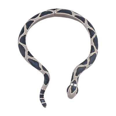 Колье Змея (эмаль черная, серая; покрытие родий) 50см, Есть комплект