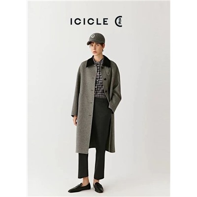 Двубортное шерстяное пальто средней длины АЙСИК*Л