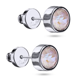 Пусеты Теннис (кристаллы SW пыльная роза 6мм; покрытие родий), Есть комплект