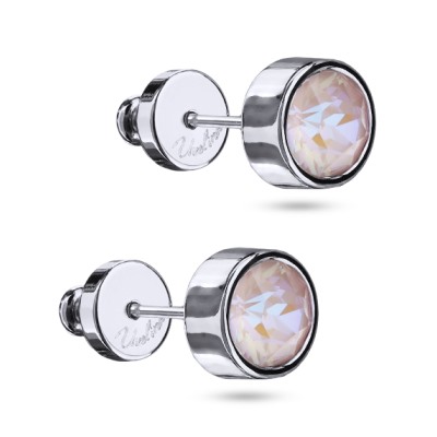 Пусеты Теннис (кристаллы SW пыльная роза 6мм; покрытие родий), Есть комплект