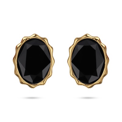 Пусеты Сияние (кристаллы SW черные; покрытие золото), Есть комплект