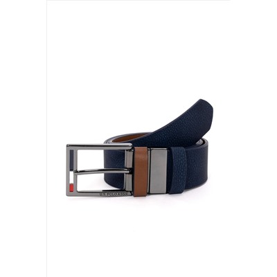 Erkek Çift Taraflı Lacivert Kemer