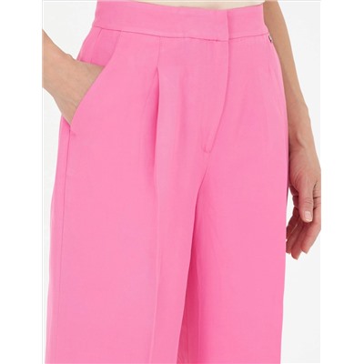 Pembe Keten Karışımlı Kumaş Pantolon